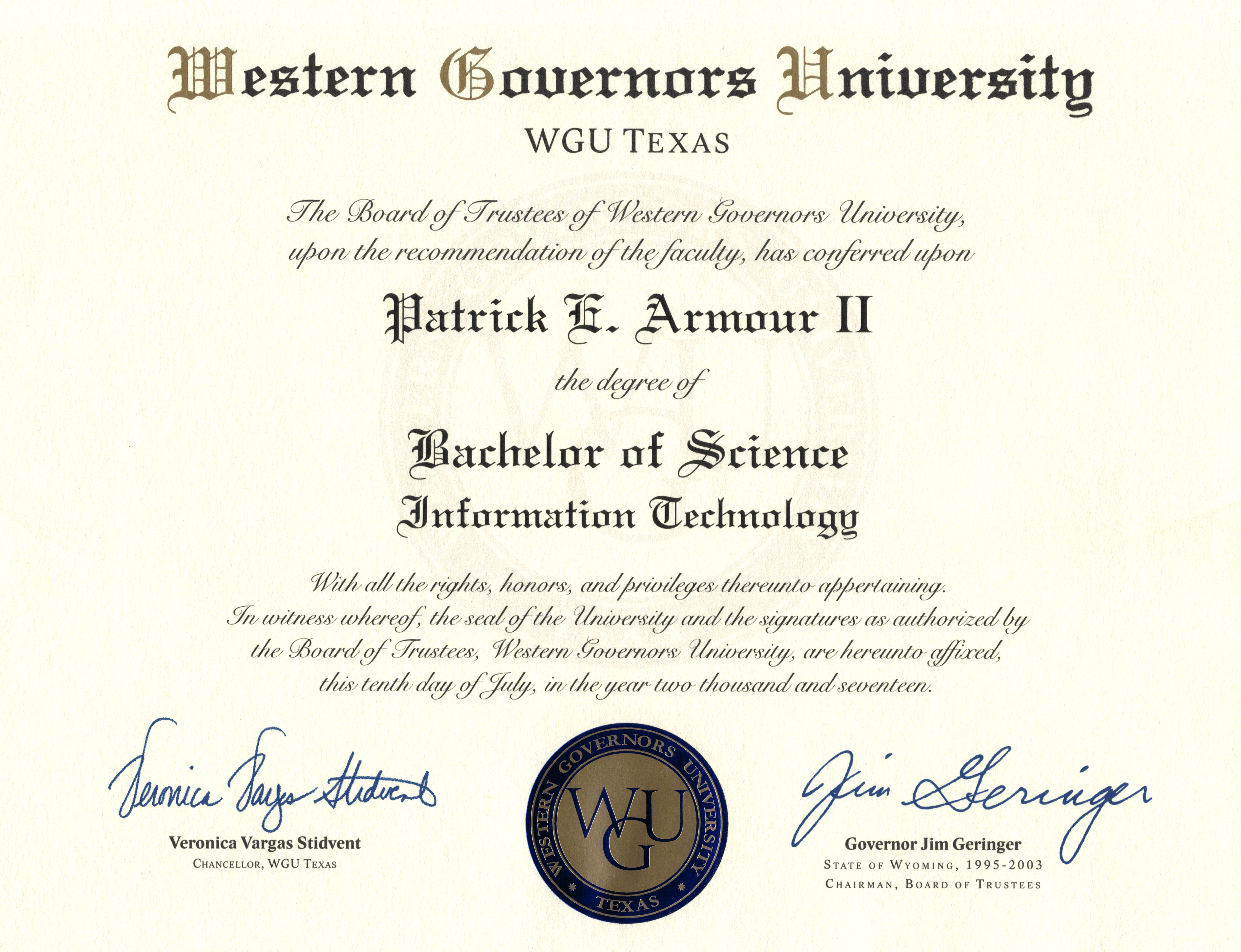 Bachelor of Information Technology Diploma